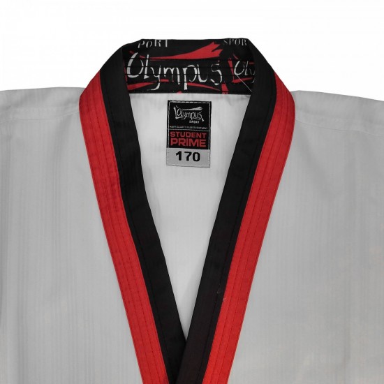 Dobok Taekwondo Olympus STUDENT PRIME (Negru / Roșu - Guler în V) Dobok Taekwondo Olympus STUDENT PRIME (Negru / Roșu - Guler în V)
