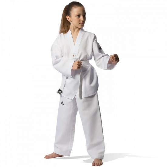 Uniforma Taekwondo adidas ADI-START Guler Alb Poliester - adiTS01