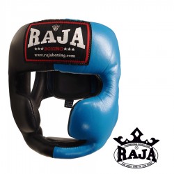 Casca Raja de protectie Obraji si barbie din piele Negru / Albastru