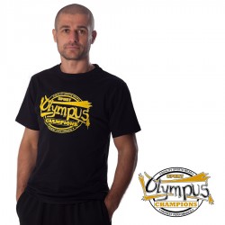 Tricou Olympus Champion Bumbac Negru cu Logo Galben