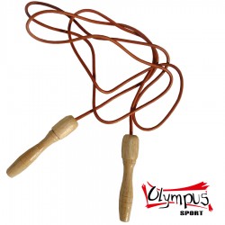 Coarda de sarituri de piele cu manere de lemn 234cm Coarda de sarituri de piele cu manere de lemn 234cm