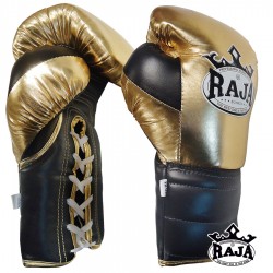 Manusi de box din piele Raja SHINY auriu / negru Lace-Up