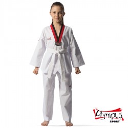 Dobok Taekwondo KYORUGI POOM Guler Negru / Rosu