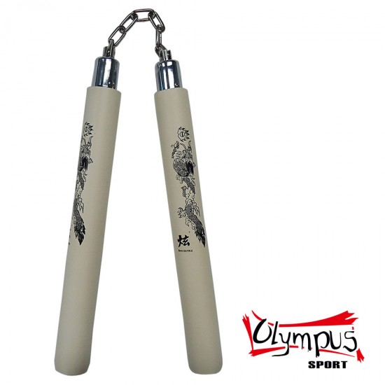 Nunchaku Spuma Dragon negru Maner alb