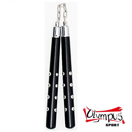 Nunchaku Lemn Negru cu Crampoane metalice